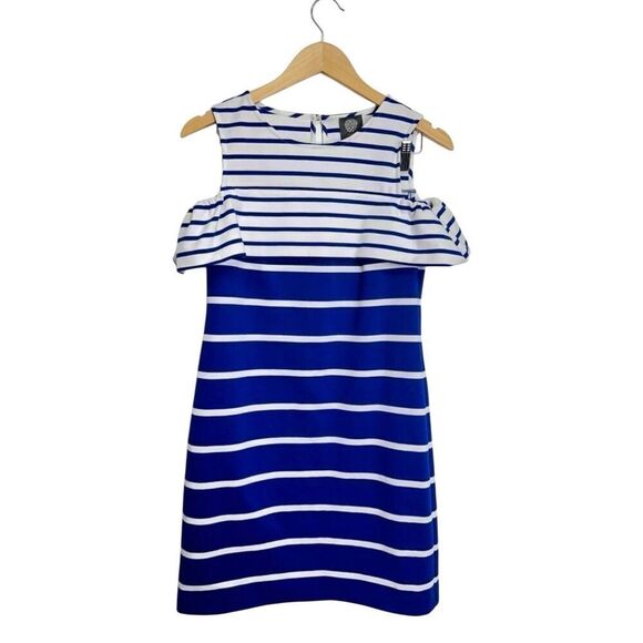 Vince Camuto Dress Cold Shoulder Size 6‎ Blue Nautical - Picture 1 of 7